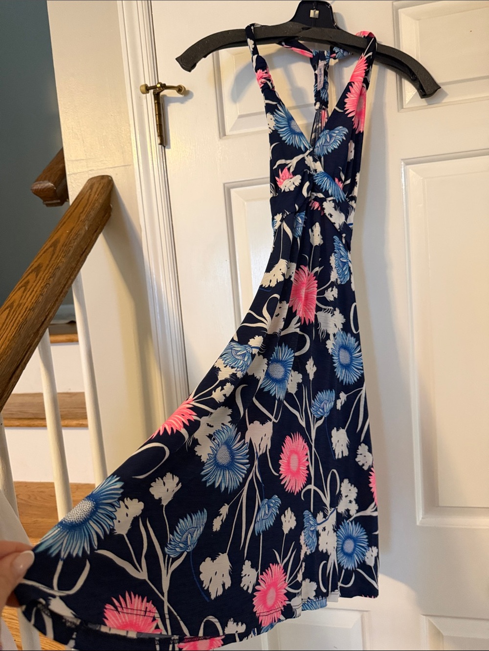 Purple Rain Navy Floral Halter Dress